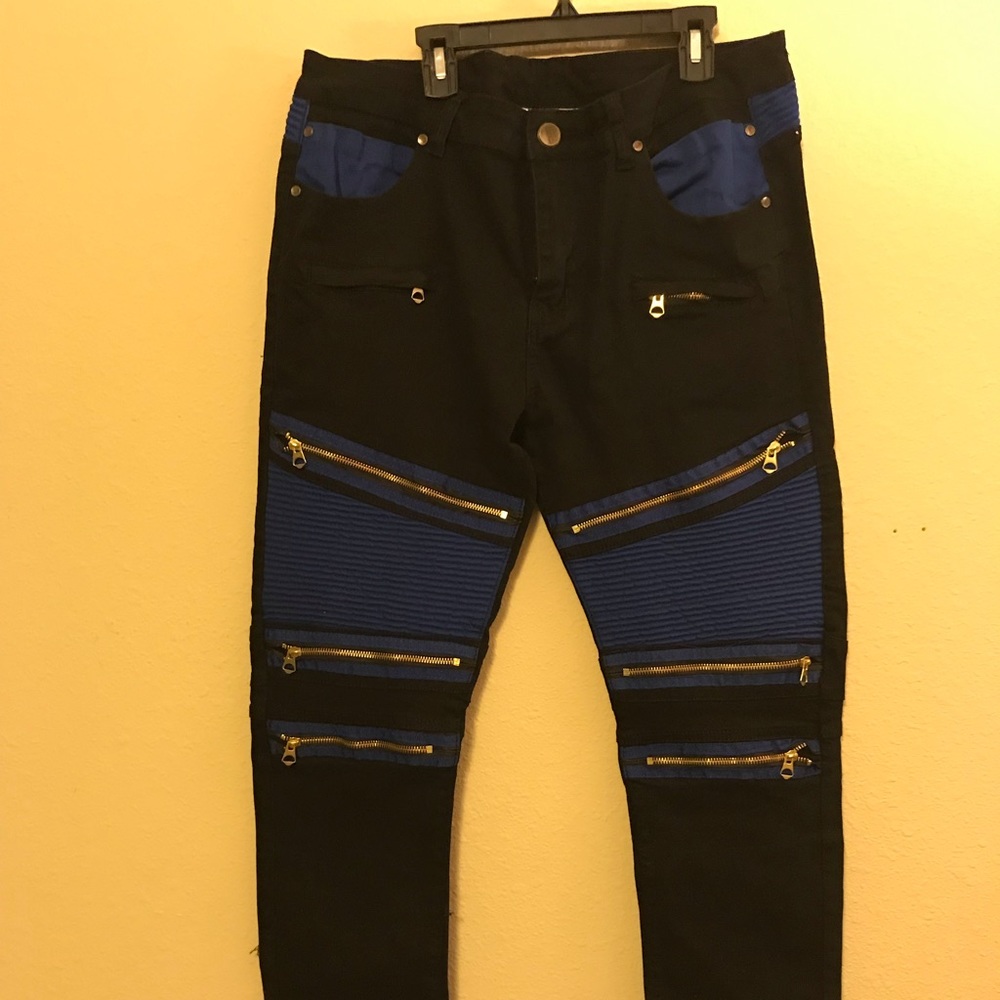 Black zipper jeans size large